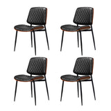 NNEED 4x Dining Chairs Leather Wooden Metal Legs Black