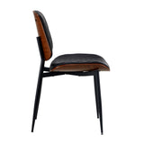 NNEED 4x Dining Chairs Leather Wooden Metal Legs Black