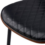 NNEED 4x Dining Chairs Leather Wooden Metal Legs Black