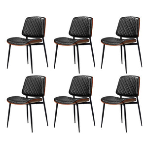 NNEED 6x Dining Chairs Leather Wooden Metal Legs Black