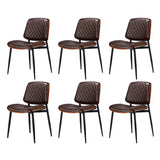 NNEED 6x Dining Chairs Leather Wooden Metal Legs Walnut
