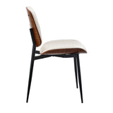 NNEED 2x Dining Chairs PU Leather Wood Frame Metal Legs White
