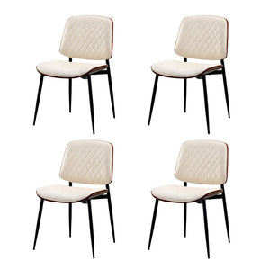 NNEED 4x Dining Chairs PU Leather Wood Frame Metal Legs White