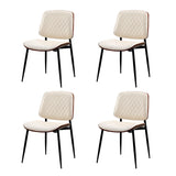 NNEED 4x Dining Chairs PU Leather Wood Frame Metal Legs White