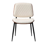 NNEED 4x Dining Chairs PU Leather Wood Frame Metal Legs White