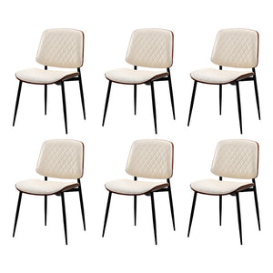 NNEED 6x Dining Chairs PU Leather Wood Frame Metal Legs White