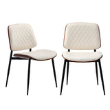 NNEED 6x Dining Chairs PU Leather Wood Frame Metal Legs White