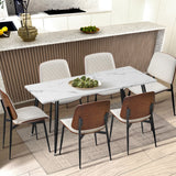 NNEED 6x Dining Chairs PU Leather Wood Frame Metal Legs White