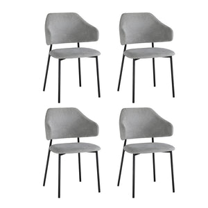 NNEED 4x Dining Chairs Tub Fabric Grey&Black