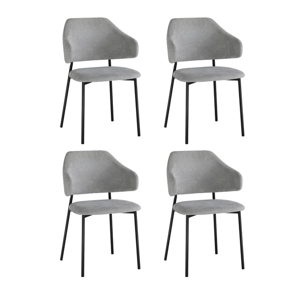 NNEED 4x Dining Chairs Tub Fabric Grey&Black