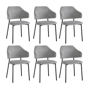 NNEED 6x Dining Chairs Tub Fabric Grey&Black