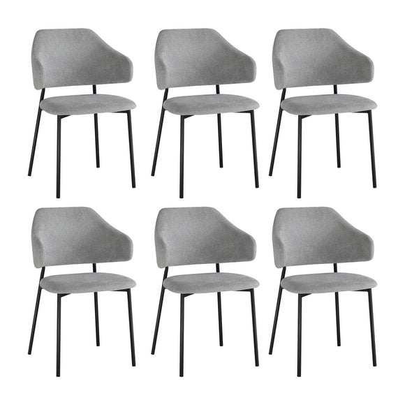 NNEED 6x Dining Chairs Tub Fabric Grey&Black