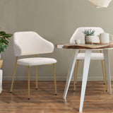 NNEED 2x Dining Chair Sherpa Gold&White