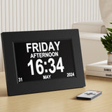 NNEDSZ 8" Digital Day Clock Calendar Alarm Black