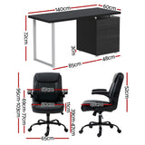 NNEDSZ Artiss Computer Desk Executive Office Chairs Sets Black