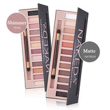 NNETM Glamour 12 Colors Nude Eyeshadow Palette, Professional, Matte and Shimmer Options