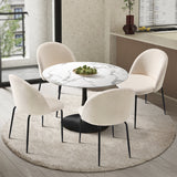 NNEED 90cm Round Dining Table with 4PCS Chairs Sherpa White
