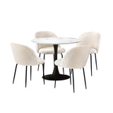 NNEED 90cm Round Dining Table with 4PCS Chairs Sherpa White
