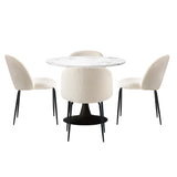 NNEED 90cm Round Dining Table with 4PCS Chairs Sherpa White