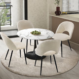 NNEED 90cm Round Dining Table with 4PCS Chairs White and Black