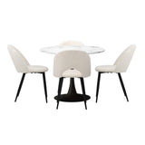 NNEED 90cm Round Dining Table with 4PCS Chairs White and Black