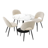 NNEED 90cm Round Dining Table with 4PCS Chairs White and Black