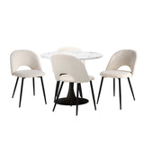 NNEED 90cm Round Dining Table with 4PCS Chairs White and Black