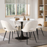 NNEED 90cm Round Dining Table with 4PCS Chairs White and Black