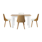 NNEED Extendable Dining Table & 4pcs Chair with Leather Seat