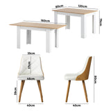 NNEED Extendable Dining Table & 4pcs Chair with Leather Seat