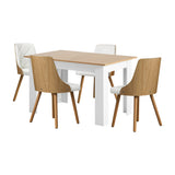 NNEED Extendable Dining Table & 4pcs Chair with Leather Seat