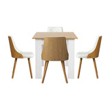 NNEED Extendable Dining Table & 4pcs Chair with Leather Seat