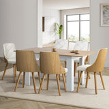 NNEED Extendable Dining Table & 6pcs Chair with Leather Seat