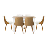 NNEED Extendable Dining Table & 6pcs Chair with Leather Seat