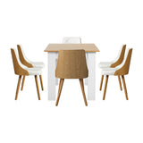 NNEED Extendable Dining Table & 6pcs Chair with Leather Seat