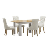 NNEED 160cm Extendable Dining Table with 4PCS Chairs Velvet Beige