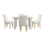 NNEED 160cm Extendable Dining Table with 4PCS Chairs Velvet Beige