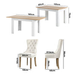 NNEED 160cm Extendable Dining Table with 4PCS Chairs Velvet Beige