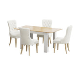 NNEED 160cm Extendable Dining Table with 4PCS Chairs Velvet Beige