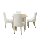 NNEED 160cm Extendable Dining Table with 4PCS Chairs Velvet Beige
