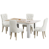 NNEED 160cm Extendable Dining Table with 4PCS Chairs Velvet Beige