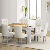NNEED 160cm Extendable Dining Table with 6PCS Chairs Velvet Beige