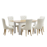 NNEED 160cm Extendable Dining Table with 6PCS Chairs Velvet Beige