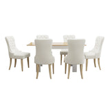 NNEED 160cm Extendable Dining Table with 6PCS Chairs Velvet Beige