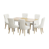 NNEED 160cm Extendable Dining Table with 6PCS Chairs Velvet Beige