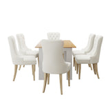 NNEED 160cm Extendable Dining Table with 6PCS Chairs Velvet Beige