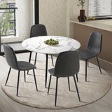 NNEED Round Dining Table & 4PCS Dining Chairs PU Grey