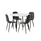 NNEED Round Dining Table & 4PCS Dining Chairs PU Grey