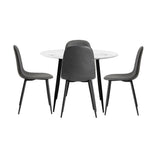 NNEED Round Dining Table & 4PCS Dining Chairs PU Grey