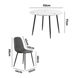 NNEED Round Dining Table & 4PCS Dining Chairs PU Grey